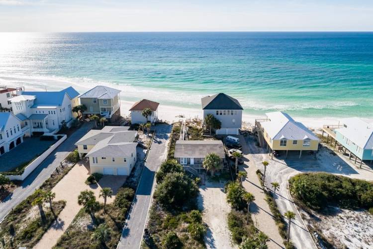 aerial view of homes along the beach in South Walton, Florida